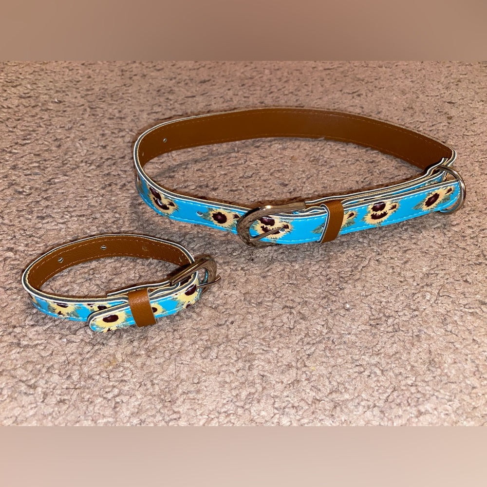 Matching sunflower dog friendship collar/bracelet
